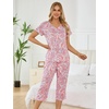 ENJOYNIGHT Womens Pajama Set Cotton Summer Pj Top with Capri Pant Sleepwear(Paisley)