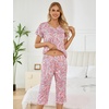 ENJOYNIGHT Womens Pajama Set Cotton Summer Pj Top with Capri Pant Sleepwear(Paisley)