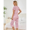 ENJOYNIGHT Womens Pajama Set Cotton Summer Pj Top with Capri Pant Sleepwear(Paisley)