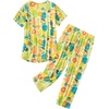ENJOYNIGHT Womens Pajama Set Cotton Summer Pj Top with Capri Pant Sleepwear(Pineapple)