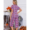 ENJOYNIGHT Womens Pajama Set Cotton Summer Pj Top with Capri Pant Sleepwear(Purple Spider)