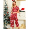 ENJOYNIGHT Womens Pajama Set Cotton Summer Pj Top with Capri Pant Sleepwear(Red Penguin)