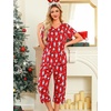 ENJOYNIGHT Womens Pajama Set Cotton Summer Pj Top with Capri Pant Sleepwear(Red Penguin)