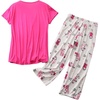 ENJOYNIGHT Womens Pajama Set Cotton Summer Pj Top with Capri Pant Sleepwear(Red Sheep)