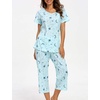 ENJOYNIGHT Womens Pajama Set Cotton Summer Pj Top with Capri Pant Sleepwear(Star)