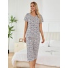ENJOYNIGHT Womens Pajama Set Cotton Summer Pj Top with Capri Pant Sleepwear(White Leopard)