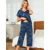 ENJOYNIGHT Womens Pajama Set Cotton Summer Pj Top with Capri Pant Sleepwear(Xstar)