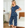 ENJOYNIGHT Womens Pajama Set Cotton Summer Pj Top with Capri Pant Sleepwear(Xstar)
