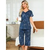 ENJOYNIGHT Womens Pajama Set Cotton Summer Pj Top with Capri Pant Sleepwear(Xstar)