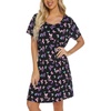 ENJOYNIGHT Womens Nightgown Cotton Sleep Shirt Short Sleeve Nightshirt(Black Flying)