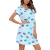 ENJOYNIGHT Womens Nightgown Cotton Sleep Shirt Short Sleeve Nightshirt(Blue Elephant)