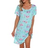 ENJOYNIGHT Womens Nightgown Cotton Sleep Shirt Short Sleeve Nightshirt(Green Bus)