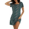 ENJOYNIGHT Womens Nightgown Cotton Sleep Shirt Short Sleeve Nightshirt(Green Flower)