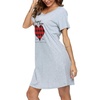ENJOYNIGHT Womens Nightgown Cotton Sleep Shirt Short Sleeve Nightshirt(Grey Super)