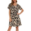 ENJOYNIGHT Womens Nightgown Cotton Sleep Shirt Short Sleeve Nightshirt(Light Leopard)