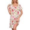 ENJOYNIGHT Womens Nightgown Cotton Sleep Shirt Short Sleeve Nightshirt(Pink Floral)
