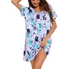 ENJOYNIGHT Womens Nightgown Cotton Sleep Shirt Short Sleeve Nightshirt(Purple Owl)