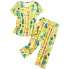 ENJOYNIGHT Womens Pajama Set Cotton Summer Pj Top with Capri Pant Sleepwear(Pineapple)