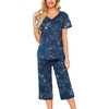 ENJOYNIGHT Womens Pajama Set Cotton Summer Pj Top with Capri Pant Sleepwear(Xstar)