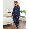 ENJOYNIGHT Womens Cotton Flannel Pajamas Set Plaid Button Pjs Long Sleeve(Blue Star)