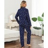 ENJOYNIGHT Womens Cotton Flannel Pajamas Set Plaid Button Pjs Long Sleeve(Blue Star)