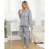 ENJOYNIGHT Womens Cotton Flannel Pajamas Set Plaid Button Pjs Long Sleeve(Grey Cat)