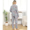 ENJOYNIGHT Womens Cotton Flannel Pajamas Set Plaid Button Pjs Long Sleeve(Grey Cat)