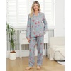 ENJOYNIGHT Womens Cotton Flannel Pajamas Set Plaid Button Pjs Long Sleeve(Grey Cat)