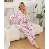 ENJOYNIGHT Womens Cotton Flannel Pajamas Set Plaid Button Pjs Long Sleeve(Pink Floral)