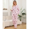 ENJOYNIGHT Womens Cotton Flannel Pajamas Set Plaid Button Pjs Long Sleeve(Pink Floral)