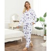 ENJOYNIGHT Womens Cotton Flannel Pajamas Set Plaid Button Pjs Long Sleeve(Purple Floral)