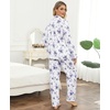 ENJOYNIGHT Womens Cotton Flannel Pajamas Set Plaid Button Pjs Long Sleeve(Purple Floral)