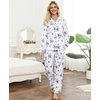 ENJOYNIGHT Womens Cotton Flannel Pajamas Set Plaid Button Pjs Long Sleeve(Purple Floral)