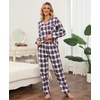 ENJOYNIGHT Womens Cotton Flannel Pajamas Set Plaid Button Pjs Long Sleeve(Purple Plaid)