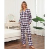 ENJOYNIGHT Womens Cotton Flannel Pajamas Set Plaid Button Pjs Long Sleeve(Purple Plaid)