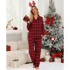 ENJOYNIGHT Womens Cotton Flannel Pajamas Set Plaid Button Pjs Long Sleeve(Red Plaid)