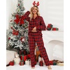 ENJOYNIGHT Womens Cotton Flannel Pajamas Set Plaid Button Pjs Long Sleeve(Red Plaid)