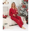 ENJOYNIGHT Womens Cotton Flannel Pajamas Set Plaid Button Pjs Long Sleeve(Red Star)