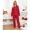 ENJOYNIGHT Womens Cotton Flannel Pajamas Set Plaid Button Pjs Long Sleeve(Red Star)
