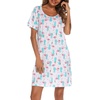 ENJOYNIGHT Womens Cotton Nightgown Short Sleeve Sleepshirt Print Nightshirt(White Flamingo)