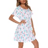 ENJOYNIGHT Womens Cotton Nightgown Short Sleeve Sleepshirt Print Nightshirt(White Flamingo)