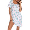 ENJOYNIGHT Womens Cotton Nightgown Short Sleeve Sleepshirt Print Nightshirt(White Flamingo)