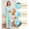 ENJOYNIGHT Womens Cotton Flannel Pajamas Set Plaid Button Pjs Long Sleeve(Blue Dog)