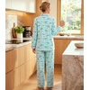 ENJOYNIGHT Womens Cotton Flannel Pajamas Set Plaid Button Pjs Long Sleeve(Blue Dog)