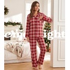 ENJOYNIGHT Womens Cotton Flannel Pajamas Set Plaid Button Pjs Long Sleeve(Brown Plaid)