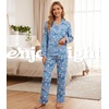 ENJOYNIGHT Womens Cotton Flannel Pajamas Set Plaid Button Pjs Long Sleeve(Good Night)
