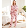 ENJOYNIGHT Womens Cotton Flannel Pajamas Set Plaid Button Pjs Long Sleeve(Pink Bird)