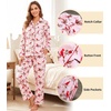 ENJOYNIGHT Womens Cotton Flannel Pajamas Set Plaid Button Pjs Long Sleeve(Pink Bird)