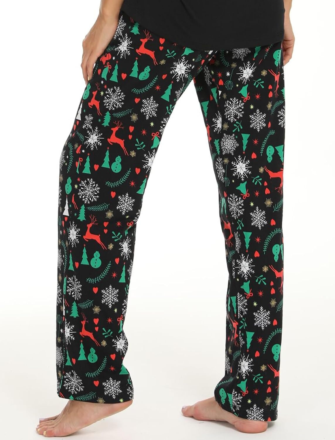 image:imageENJOYNIGHT Women Cotton Lounge Pants Comfy Pajama Bottoms With PocketsBlack Xmas