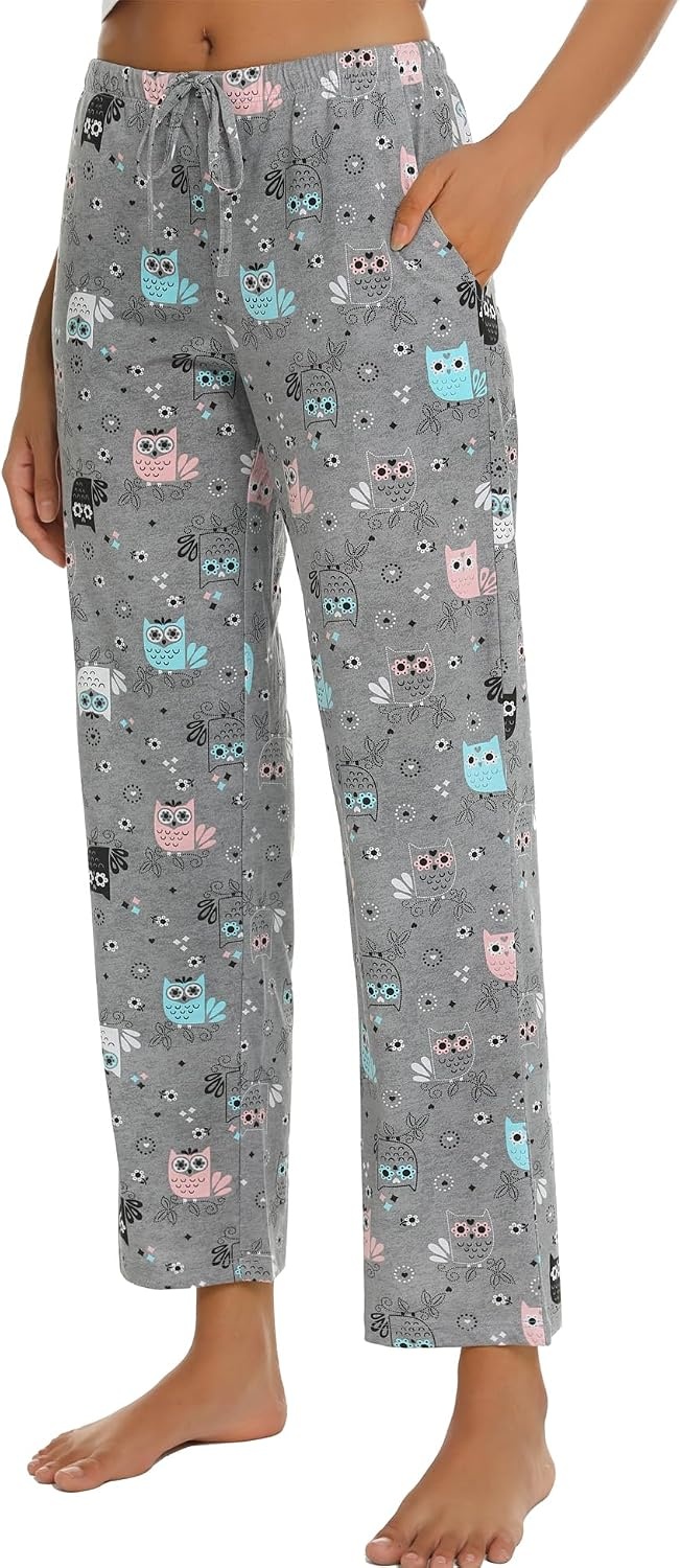 image:imageENJOYNIGHT Women Cotton Lounge Pants Comfy Pajama Bottoms With PocketsBowl